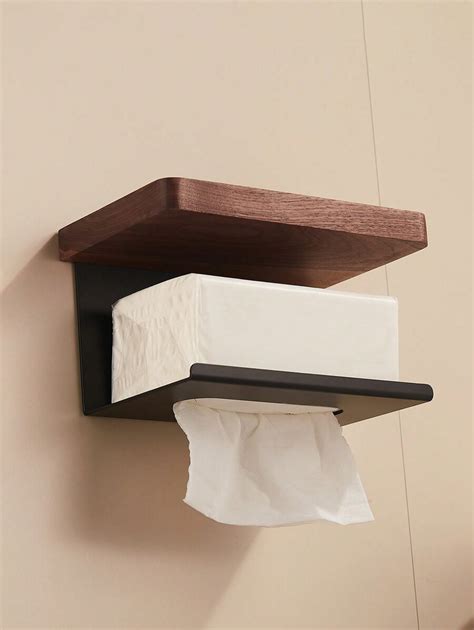 Solid Wood Tissue Box Holder Space Aluminum Toilet Paper Roll Holder