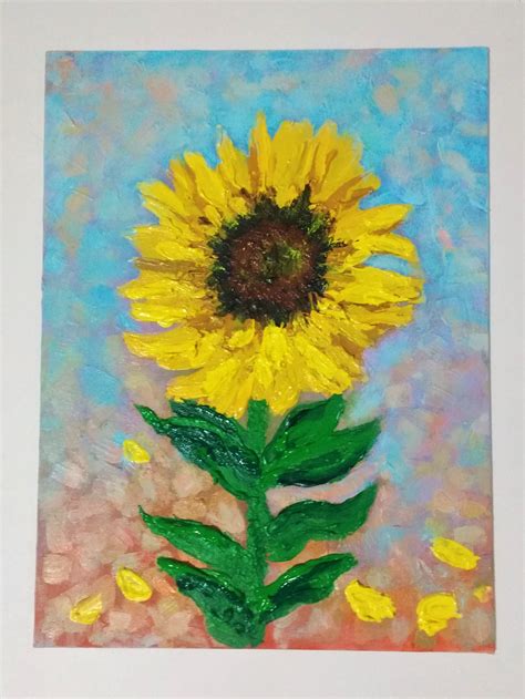 Impasto Style Sunflower On Canvas Hobby Ideas