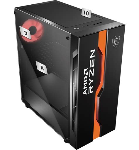 MSI MAG VAMPIRIC 011C Mid Tower Gaming Computer Case Black AMD RYZEN