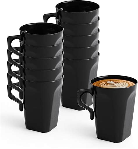 Amazon MATANA 50 Black Hard Plastic Coffee Mugs 7 Oz Cups With