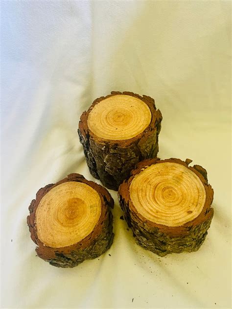 Rustic Pine Wood Log Stumps Set Of 3 Rustic Pine Wood Etsy