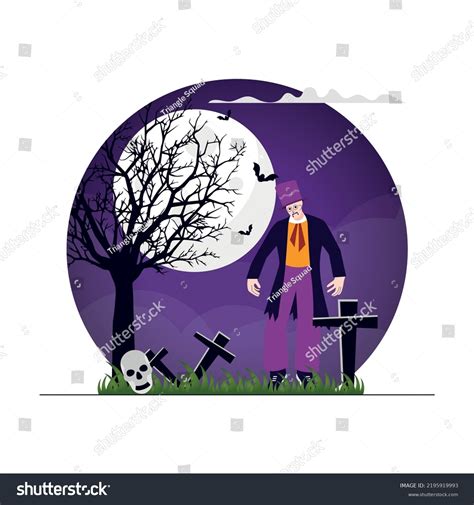 Zombie Walking Graveyard Illustration Concept Stock Vector (Royalty Free) 2195919993 | Shutterstock