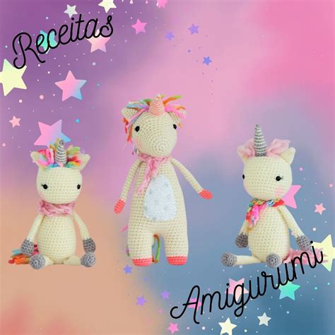 Receita Amigurumi Unicórnio em pdf Elo7 Produtos Especiais