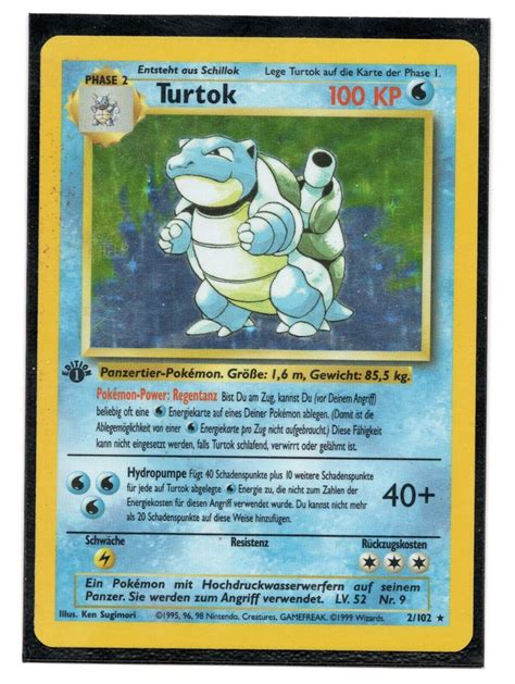 Pokemon German Blastoise Turtok St Edition Base Set Holofoil