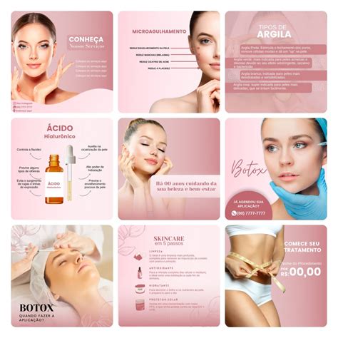 Templates Canva Estética Beleza 3 0 60 Artes Editáveis Bônus