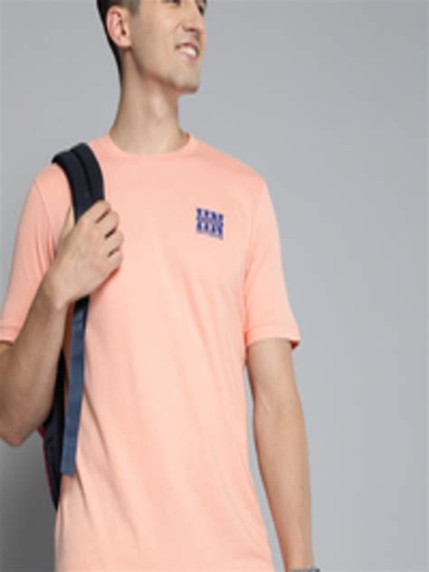 Buy Hereandnow Men Coral Pink Pure Cotton T Shirt Tshirts For Men