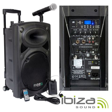 Coluna Amplificada 12 700W USB BT SD BAT VHF Preta IBIZA Shopnet