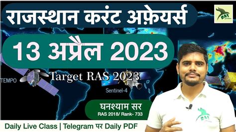 Ras Prelims Rajasthan Current Affairs April