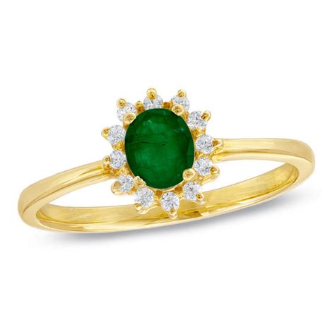 Oval Emerald and Diamond Ring in 10K Gold | Zales