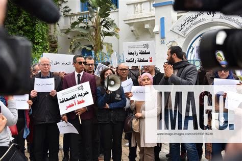 Tunesien Demonstration Des Journalisten Verbands In Tunis Mohamed