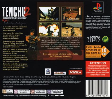 Tenchu 2 Birth Of The Stealth Assassins Cover Or Packaging Material