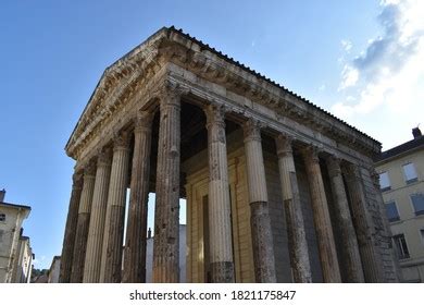 Perspective Roman Facade Temple Augustus Livia Stock Photo