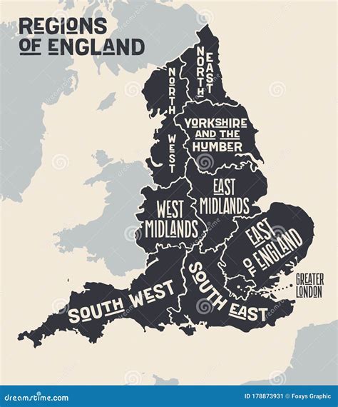Cartina Geografica Delle Regioni Dell Inghilterra Illustrazione