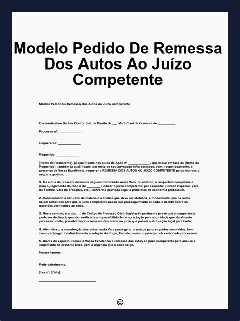 Remetidos Os Autos Ao Juiz Leigo Outros Motivos - Modelo Pedido De Remessa Dos Autos Ao Juízo Competente