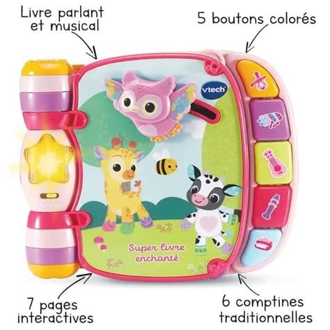 VTECH BABY Super Livre Enchanté des Baby Loulous Rose Cdiscount