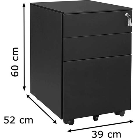 Songmics Rollcontainer OFC60BK Metall schwarz mit 2 Schüben und