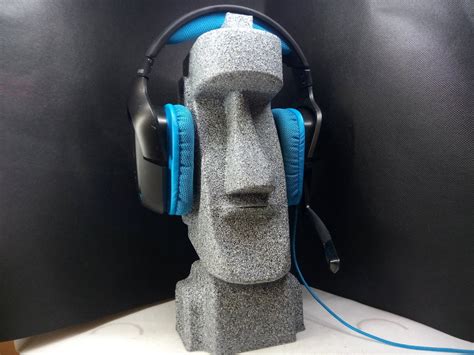 Moai Statue Headphone Rack Easter Island Statue Headset Hanger Heads Up Listen Pacific