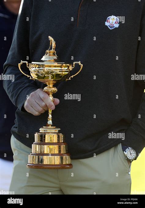 Team USA Captain Jim Furyk With The Ryder Cup During The Team USA