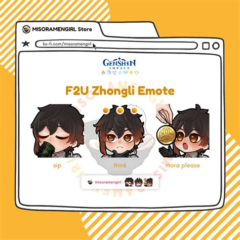 Zhongli Emote F2u Genshin Impact Misoramengirls Ko Fi Shop Ko