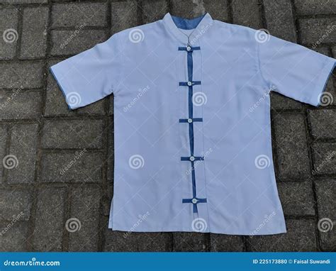 White Samfoo Shirt Design With Blue Garia Typical Of China Stock Photo