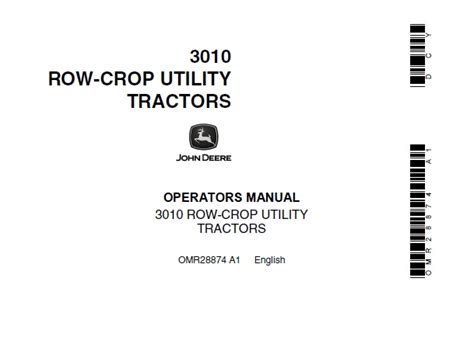 John Deere 3010 Row-Crop Utility Tractors Operator’s Manual - Service ...