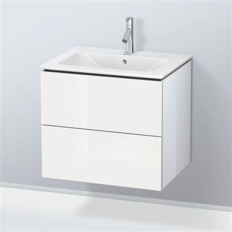 Duravit L Cube Meuble Sous Vasque 2 Tiroirs Blanc Ultra Brillant