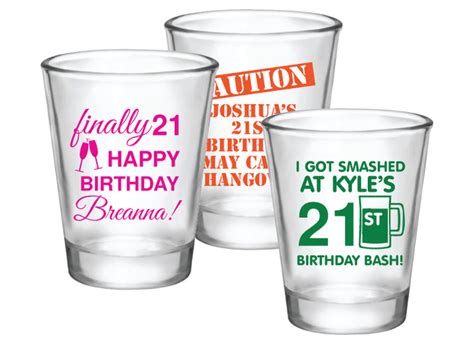 Personalized 21st Birthday Shot Glasses 21st Birthday Party Favors Factory21 Store