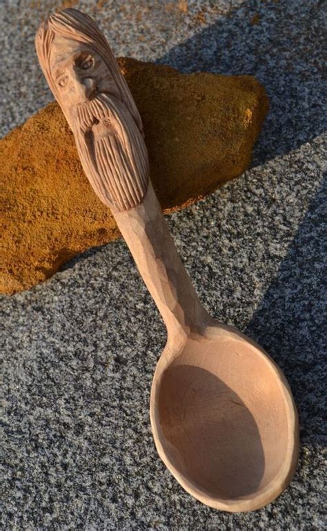 Old Man Wood Spoon Carving Carved Spoons Hand Carved Spoon