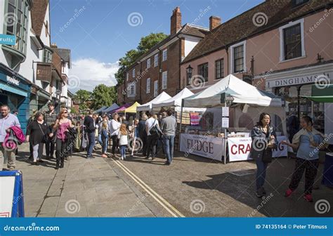 Winchester City Centre England Uk Market Stalls Editorial Stock Image