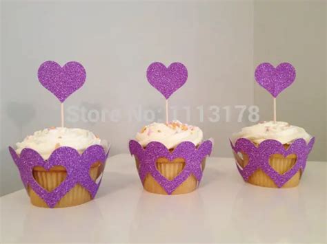 Glitter Hart Cupcake Wrappers Houders Bruiloft Valentijnsdag Bruids