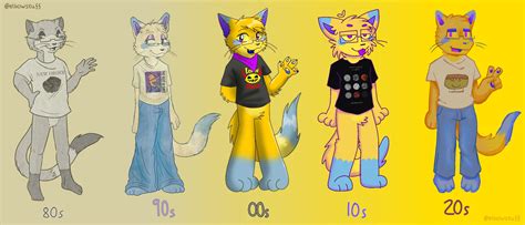 I drew my fursona in some different furry art styles throughout the ...