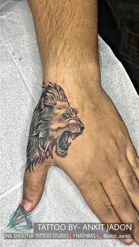 Lion tattoo | Lion hand tattoo men, Hand tattoos for guys, Lion hand tattoo