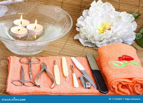 Spa decorated manicure set stock photo. Image of close - 11133402