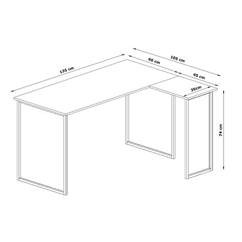 Escrivaninha em L Estilo Industrial 2 Peças L SMART FULL 135cm x