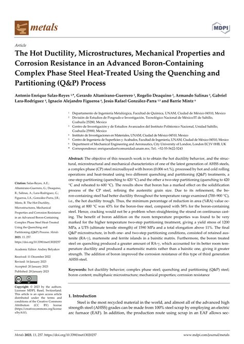 PDF The Hot Ductility Microstructures Mechanical Properties And Corrosion Resistance In An