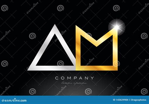 Gold Silver Alphabet Letter Am A M Combination For Logo Icon Design