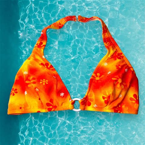 S O Ring Halter Bralette Swimsuit Bikini Top Depop