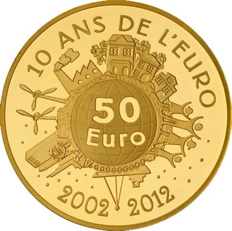 France 50 Euro Gold Coin The Sower 10 Years Of Euro 2012 Euro