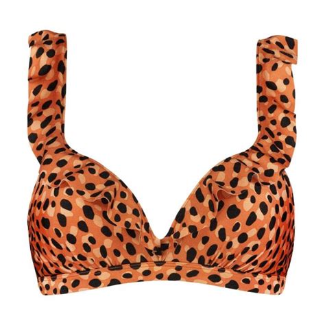 Beachlife Leopard Spots Ruffle Bikini Top Dames