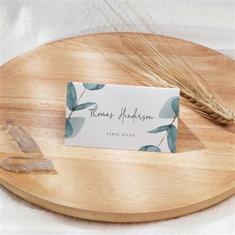 Editable Eucalyptus Place Card Template Wedding Place Card Etsy