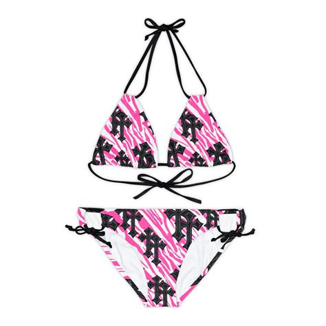 Zebra Chrome Strappy Bikini Set 2 Cute Swimsuit Bikini Set Women S Summer Swimwear Two Piece