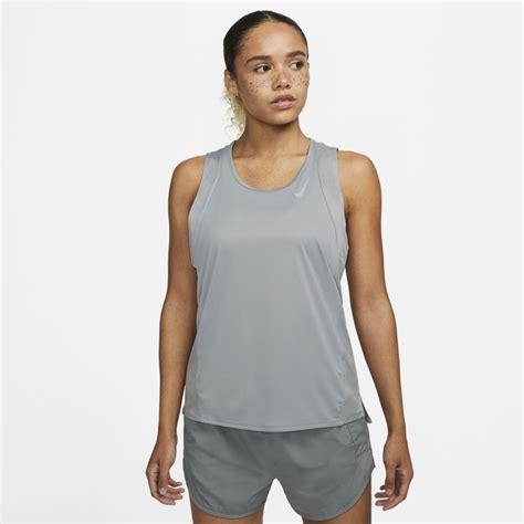 Nike Womens Dri Fit Race Singlet Particle Grey Reflective Silv