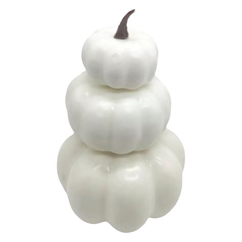 Lshn Stackable Pumpkins,Set of 3 Stacked Artificial Pumpkins,Realistic Fall Harvest Centerpiece