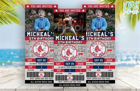 Editable Boston Red Sox Birthday Ticket Invitations | CustomPartyShirts ...