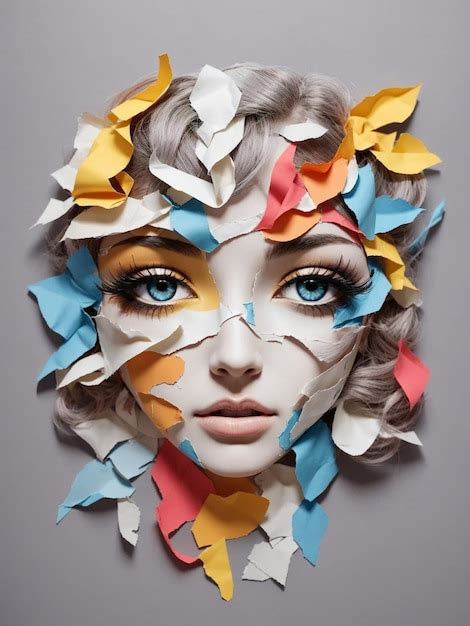 Premium AI Image Women Face Paper Torn Color Eyes