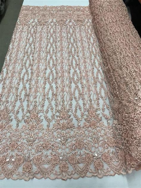 Precious Bridal Beaded Sequins On Mesh Fabric By The Yard Used Etsy