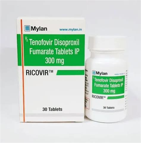 Ricovir Tenofovir Disoproxil Fumarate Tablets300 Mg 1 X 30 Tablets Prescription At Rs 950