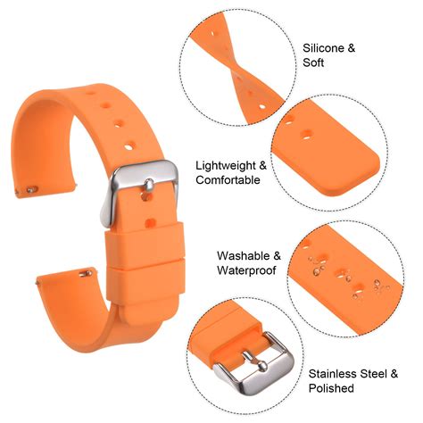 Silicone Watch Band 20mm Quick Release Soft Rubber Watch Strap Orange Ebay