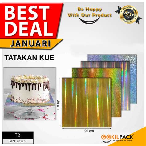 Jual TATAKAN KUE CAKE BOARD ALAS KUE TRAY AKSESORIS HOLOGRAM 20x20 T2