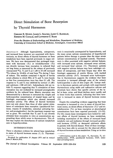 Direct Stimulation Of Bone Resorption By Thyroid Hormones Abstract Europe Pmc